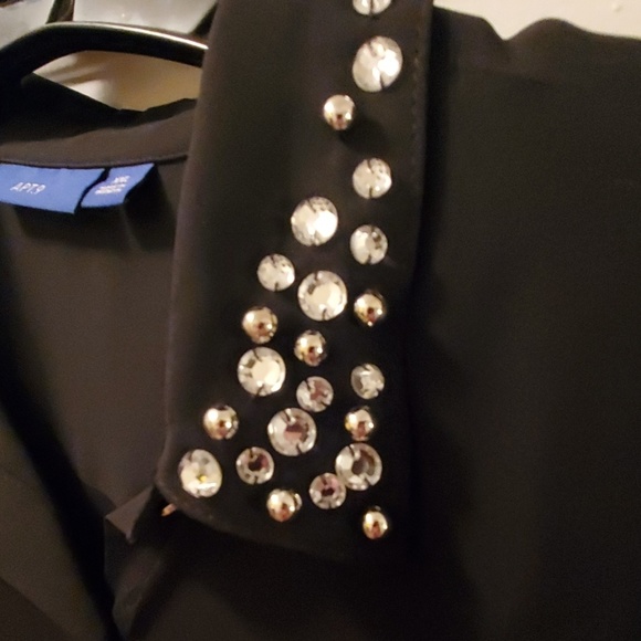 Apt. 9 Tops - sheer button down blouse w/embellished collars